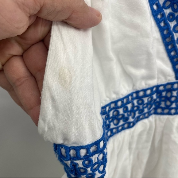 J. Crew | Ruffle Deep V-Neck Beach Linen Blend Dress Style #L7450 Sz M - Picture 8 of 15